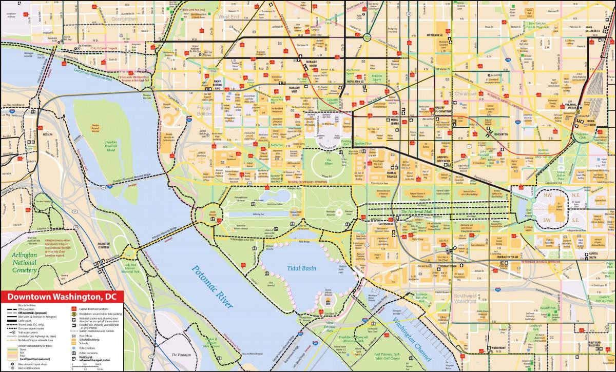 Kaart van het centrum van Washington DC