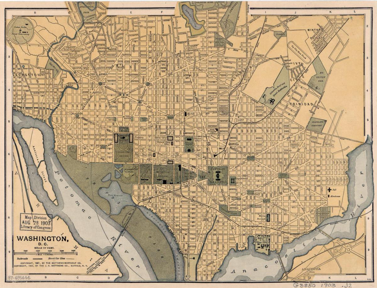 De historische kaart van Washington DC